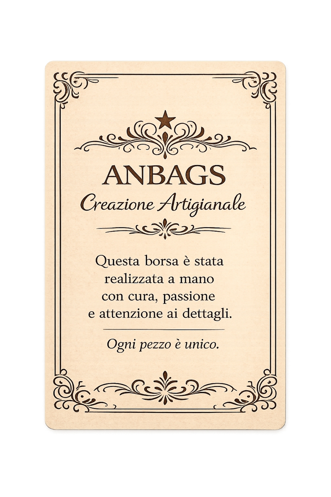 Etichetta artigianale ANBAGS